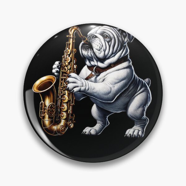 Item preview, Bulldog Playing Saxophone Player Dog Lover designed and sold by Kimberley King Art  King Art.