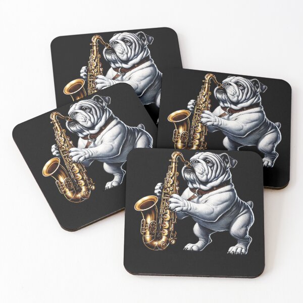 Item preview, Bulldog Playing Saxophone Player Dog Lover designed and sold by Kimberley King Art  King Art.