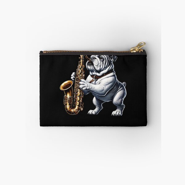 Item preview, Bulldog Playing Saxophone Player Dog Lover designed and sold by Kimberley King Art  King Art.