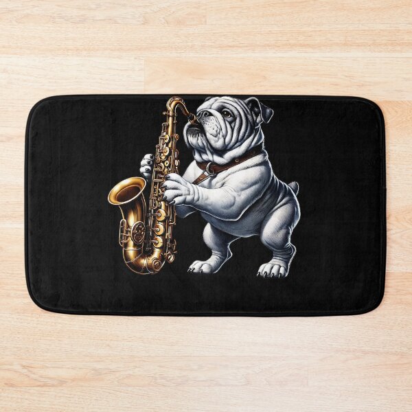 Item preview, Bulldog Playing Saxophone Player Dog Lover designed and sold by Kimberley King Art  King Art.