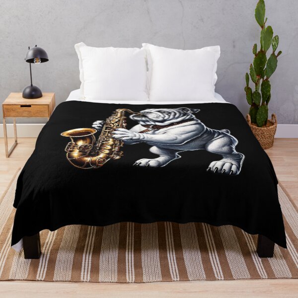 Item preview, Bulldog Playing Saxophone Player Dog Lover designed and sold by Kimberley King Art  King Art.