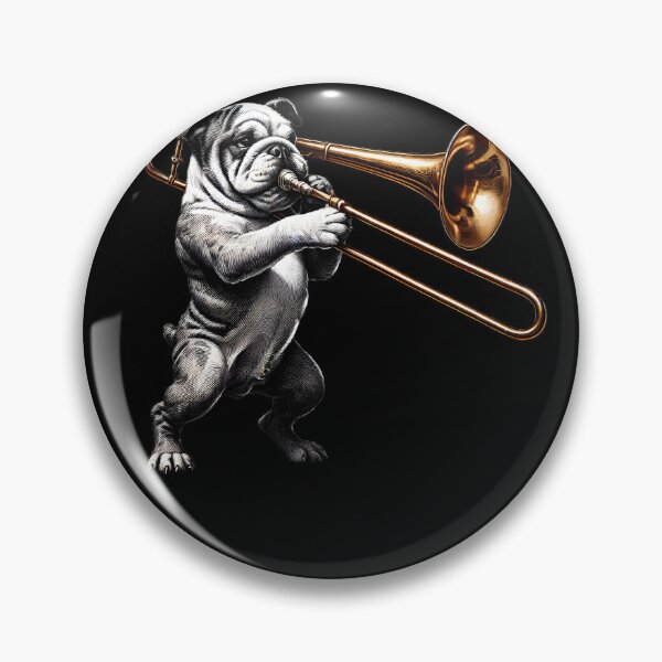 Item preview, Bulldog Playing Trombone Player Dog Lover designed and sold by Kimberley King Art  King Art.