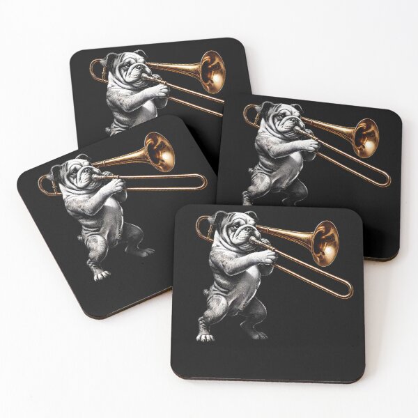 Item preview, Bulldog Playing Trombone Player Dog Lover designed and sold by Kimberley King Art  King Art.