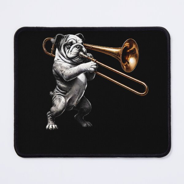 Item preview, Bulldog Playing Trombone Player Dog Lover designed and sold by Kimberley King Art  King Art.