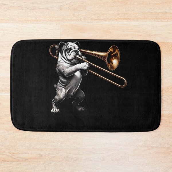 Item preview, Bulldog Playing Trombone Player Dog Lover designed and sold by Kimberley King Art  King Art.