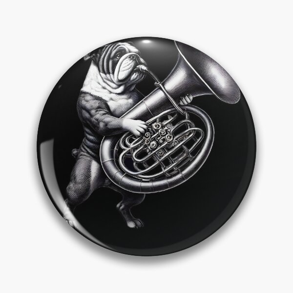 Artikelvorschau, Bulldogge spielt Tuba-Spieler Hundeliebhaber entworfen und verkauft von Kimberley King Art  King Art.