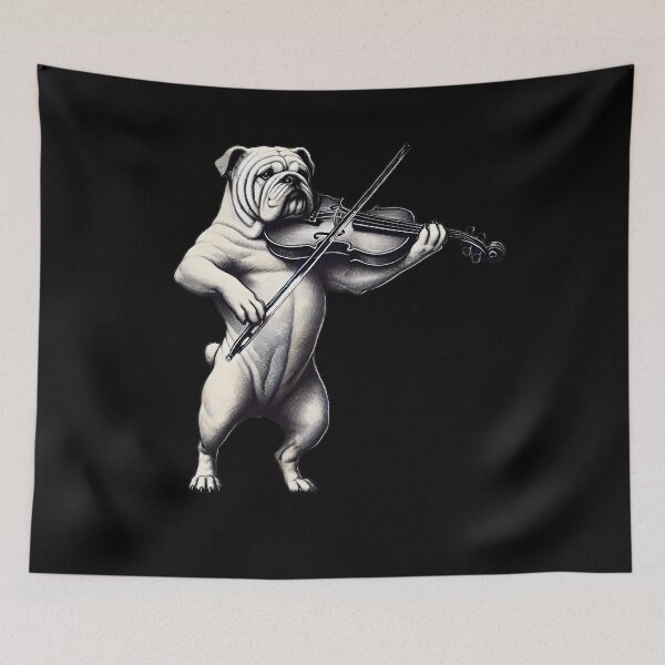 Item preview, Bulldog Playing Violin Player Dog Lover designed and sold by Kimberley King Art  King Art.