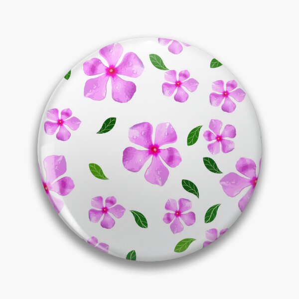 Item preview, pink flowers and green leaves pattern of Catharanthus roseus,  (vector illustration flowers) designed and sold by MiMee4451.