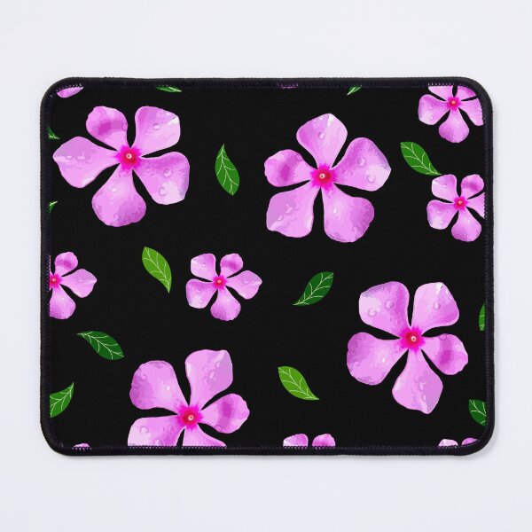 Item preview, pink flowers and green leaves pattern of Catharanthus roseus, (vector illustration flowers) designed and sold by MiMee4451.