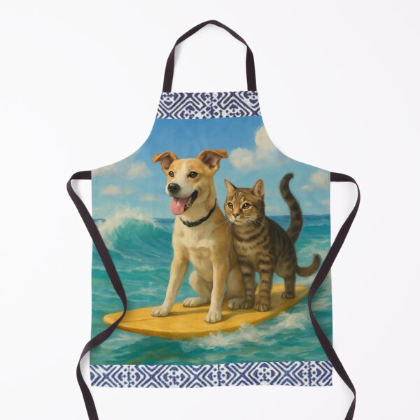 Item preview, Pawfect Harmony in Waves – Dog & Cat Surfboard Art with Indigo Tribal Pattern designed and sold by PimTribe.