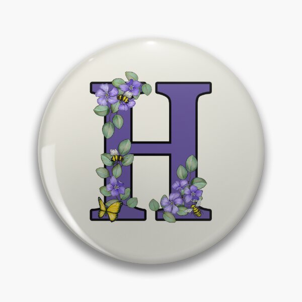 Item preview, Letter H, Decorated Purple Initial, Eucalyptus Leaves, Periwinkles, Bees and Butterfly designed and sold by JoyfulWhimsy.