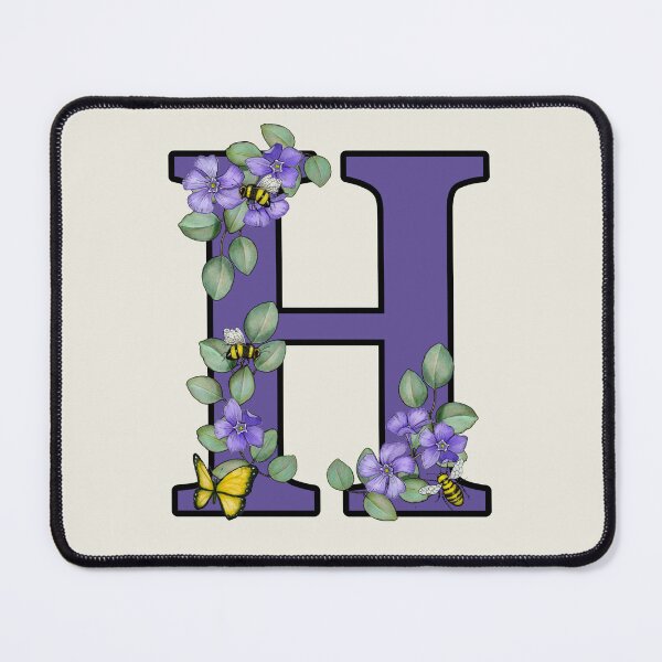 Item preview, Letter H, Decorated Purple Initial, Eucalyptus Leaves, Periwinkles, Bees and Butterfly designed and sold by JoyfulWhimsy.