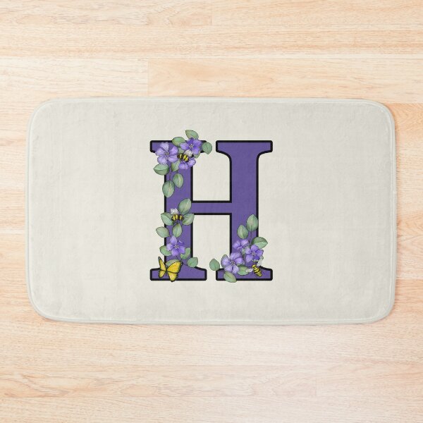 Item preview, Letter H, Decorated Purple Initial, Eucalyptus Leaves, Periwinkles, Bees and Butterfly designed and sold by JoyfulWhimsy.