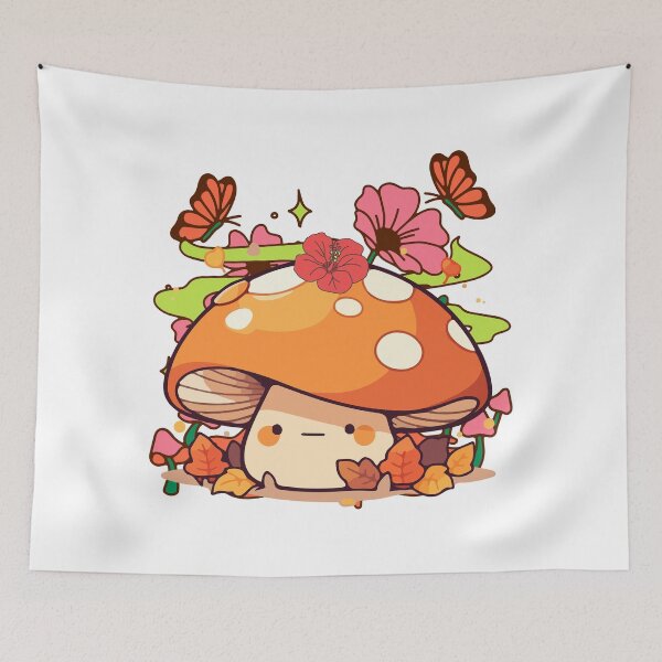 Item preview, Cute Kawaii Mushroom with Flowers and Butterflies designed and sold by yuki-hana.