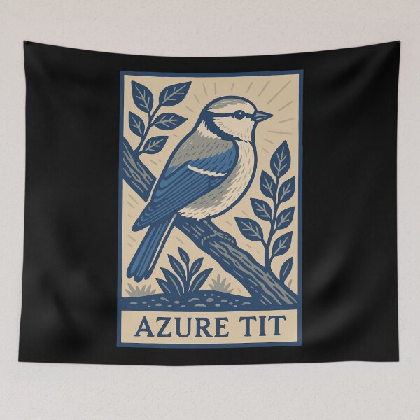 Item preview, Azure Tit Bird Illustration – Vintage Style Birdwatching Print designed and sold by BRU Design.