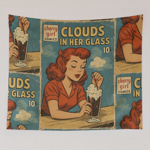 Item preview, Retro Cherry Girl: Clouds in her glass designed and sold by bapupa.