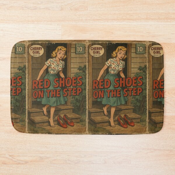 Item preview, Nostalgic Cherry Girl: Red shoes on the step designed and sold by bapupa.