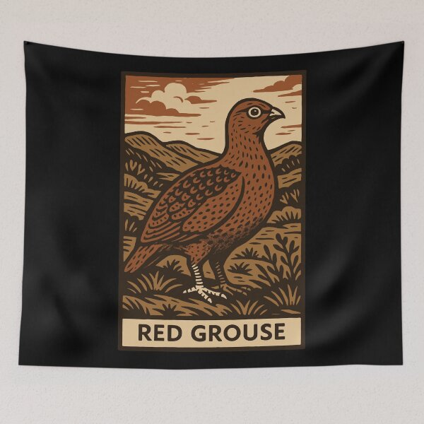 Item preview, Red Grouse Illustration – Rustic British Birdwatching Poster designed and sold by BRU Design.