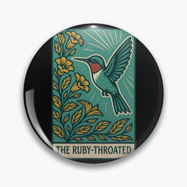 Item preview, Ruby-Throated Hummingbird Art – Retro Birdwatching Design designed and sold by BRU Design.