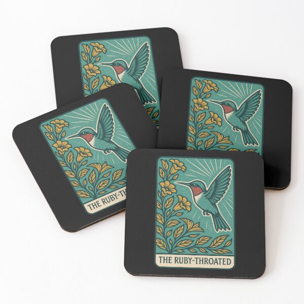 Item preview, Ruby-Throated Hummingbird Art – Retro Birdwatching Design designed and sold by BRU Design.