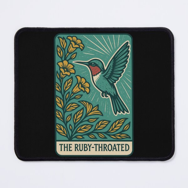 Item preview, Ruby-Throated Hummingbird Art – Retro Birdwatching Design designed and sold by BRU Design.