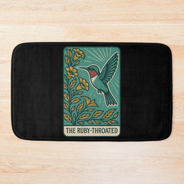 Item preview, Ruby-Throated Hummingbird Art – Retro Birdwatching Design designed and sold by BRU Design.