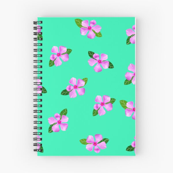 Item preview, pink flowers and green leaves pattern of Catharanthus roseus, (vector illustration flowers) designed and sold by MiMee4451.