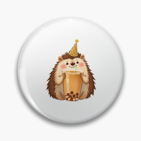 Item preview, Hedgehog Boba Tea Milk Chocolate Party Hat happy birthday kawaii gift funny christmas happy designed and sold by CheeseBlueprint.