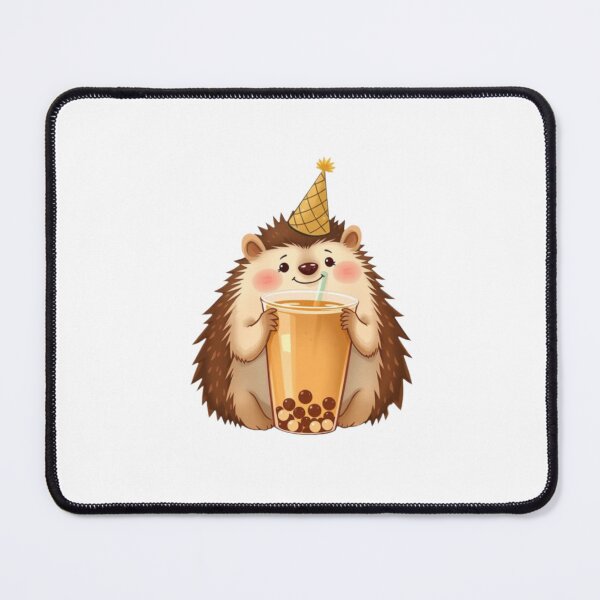 Item preview, Hedgehog Boba Tea Milk Chocolate Party Hat happy birthday kawaii gift funny christmas happy designed and sold by CheeseBlueprint.