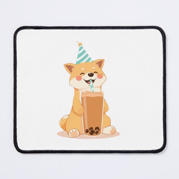 Item preview, Shiba Inu Boba Tea Milk Chocolate Party Hat happy birthday kawaii gift funny christmas happy designed and sold by CheeseBlueprint.
