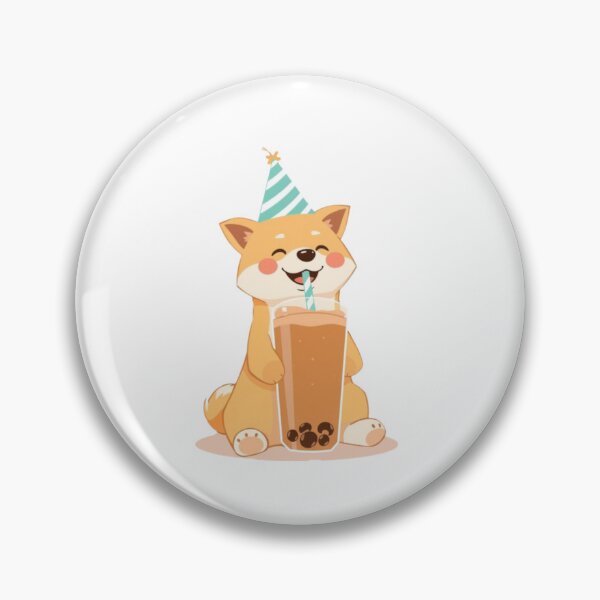 Item preview, Shiba Inu Boba Tea Milk Chocolate Party Hat happy birthday kawaii gift funny christmas happy designed and sold by CheeseBlueprint.