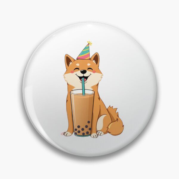 Item preview, Shiba Inu Boba Tea Milk Chocolate Party Hat happy birthday kawaii gift funny christmas happy designed and sold by CheeseBlueprint.