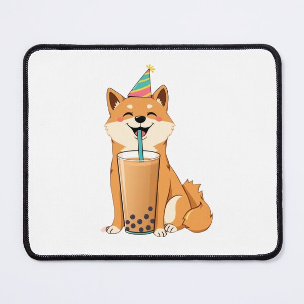 Item preview, Shiba Inu Boba Tea Milk Chocolate Party Hat happy birthday kawaii gift funny christmas happy designed and sold by CheeseBlueprint.