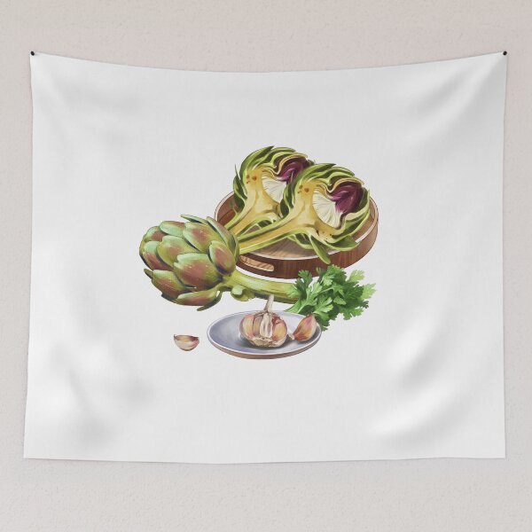 Item preview, Fresh artichokes prepared with garlic and fresh herbs in a kitchen setting for a healthy meal preparation designed and sold by Ms. Iryna.