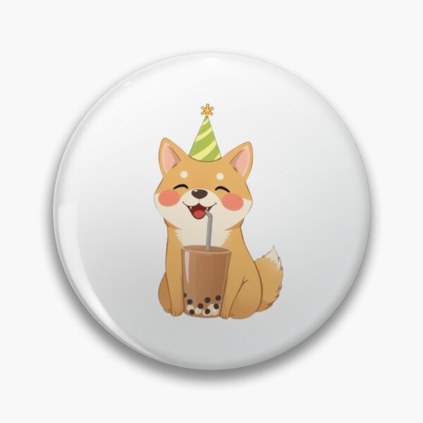 Item preview, Shiba Inu Boba Tea 3 Milk Chocolate Party Hat happy birthday kawaii gift funny christmas happy designed and sold by CheeseBlueprint.