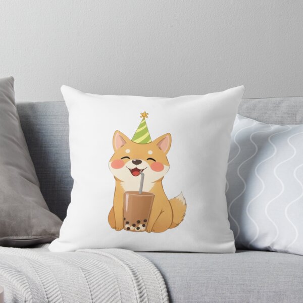 Item preview, Shiba Inu Boba Tea 3 Milk Chocolate Party Hat happy birthday kawaii gift funny christmas happy designed and sold by CheeseBlueprint.