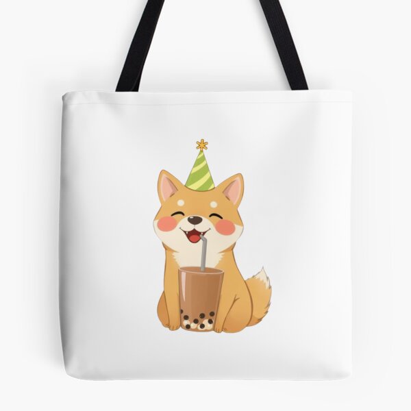 Item preview, Shiba Inu Boba Tea 3 Milk Chocolate Party Hat happy birthday kawaii gift funny christmas happy designed and sold by CheeseBlueprint.