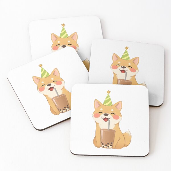 Item preview, Shiba Inu Boba Tea 3 Milk Chocolate Party Hat happy birthday kawaii gift funny christmas happy designed and sold by CheeseBlueprint.