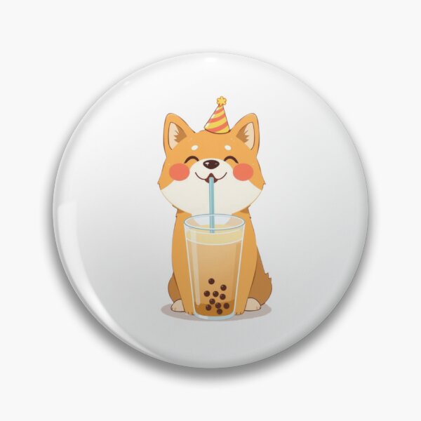 Item preview, Shiba Inu Boba Tea 4 Milk Chocolate Party Hat happy birthday kawaii gift funny christmas happy designed and sold by CheeseBlueprint.
