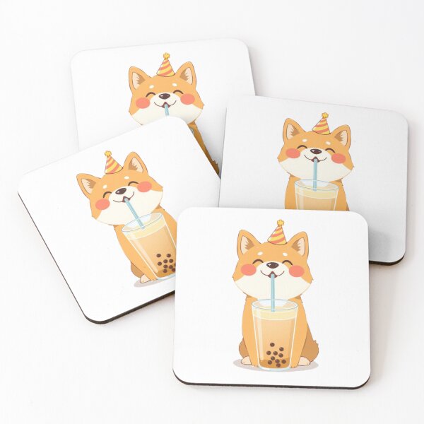 Item preview, Shiba Inu Boba Tea 4 Milk Chocolate Party Hat happy birthday kawaii gift funny christmas happy designed and sold by CheeseBlueprint.