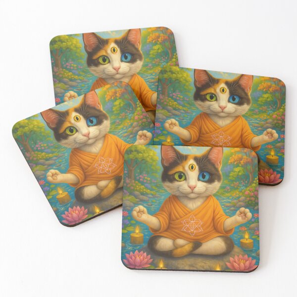 Item preview, Chipi Zen – Calico Cat with Third Eye Meditation Art designed and sold by CatyCatsdesings.