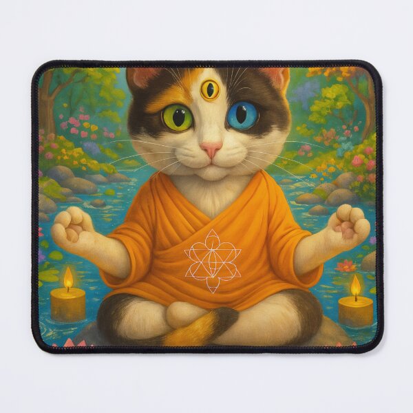 Item preview, Chipi Zen – Calico Cat with Third Eye Meditation Art designed and sold by CatyCatsdesings.