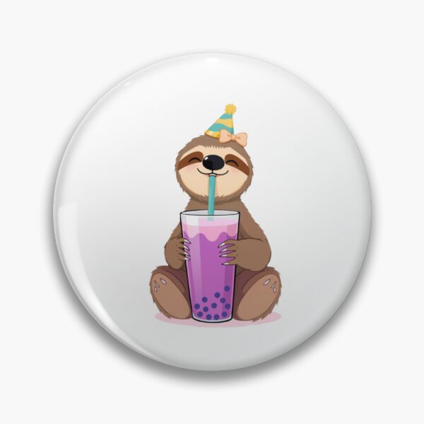 Item preview, Sloth Boba Tea 3 Milk Chocolate Party Hat happy birthday kawaii gift funny christmas happy designed and sold by CheeseBlueprint.