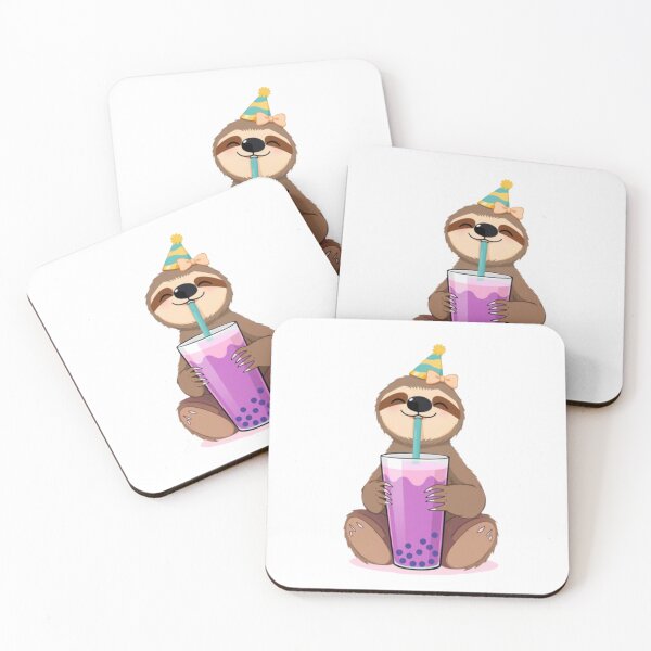 Item preview, Sloth Boba Tea 3 Milk Chocolate Party Hat happy birthday kawaii gift funny christmas happy designed and sold by CheeseBlueprint.