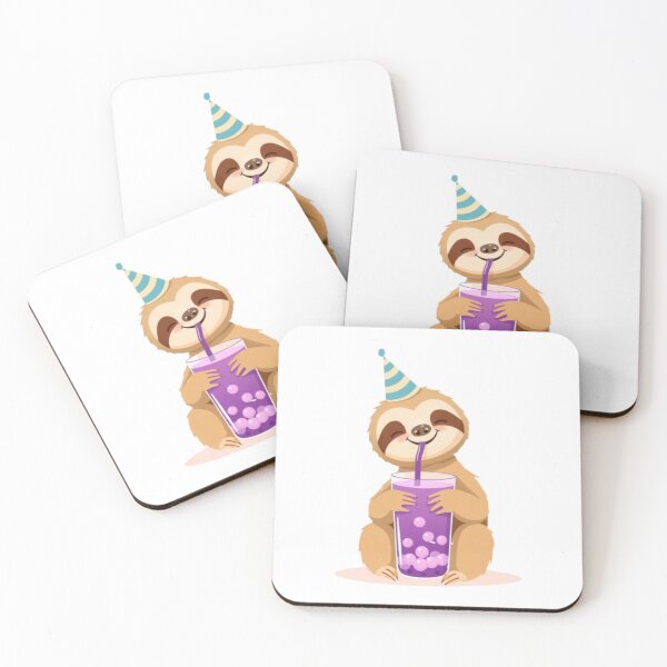 Item preview, Sloth Boba Tea 4 Milk Chocolate Party Hat happy birthday kawaii gift funny christmas happy designed and sold by CheeseBlueprint.