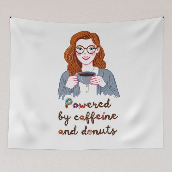 Item preview, Powered by caffeine and donuts designed and sold by Vintage Designs +.
