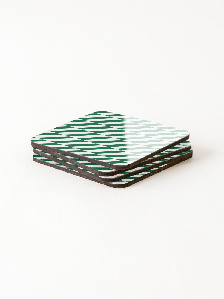 Thumbnail 4 of 5, Coasters (Set of 4), Green diagonal geometric pattern designed and sold by RuthB-Design.