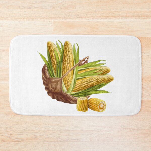 Item preview, Freshly harvested yellow corn displayed in a woven basket showcasing farm produce in a rustic setting designed and sold by Ms. Iryna.
