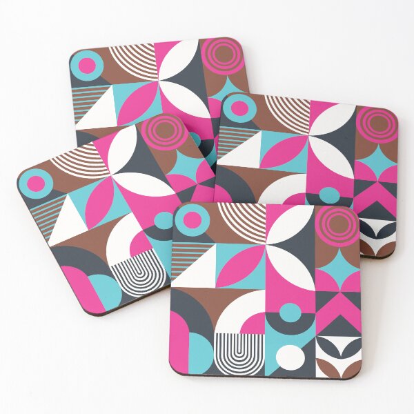 Item preview, Bauhaus Inspired Products For Bauhaus Interior Design and Bauhaus Style Home in Bauhaus Aesthetic Bauhaus Color Palette: The Pink Teal and Brown Multicolor Bauhaus designed and sold by Dezinix.