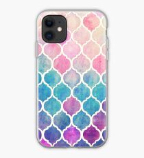 Rainbow Pastel Watercolor Moroccan Pattern iPhone Case
